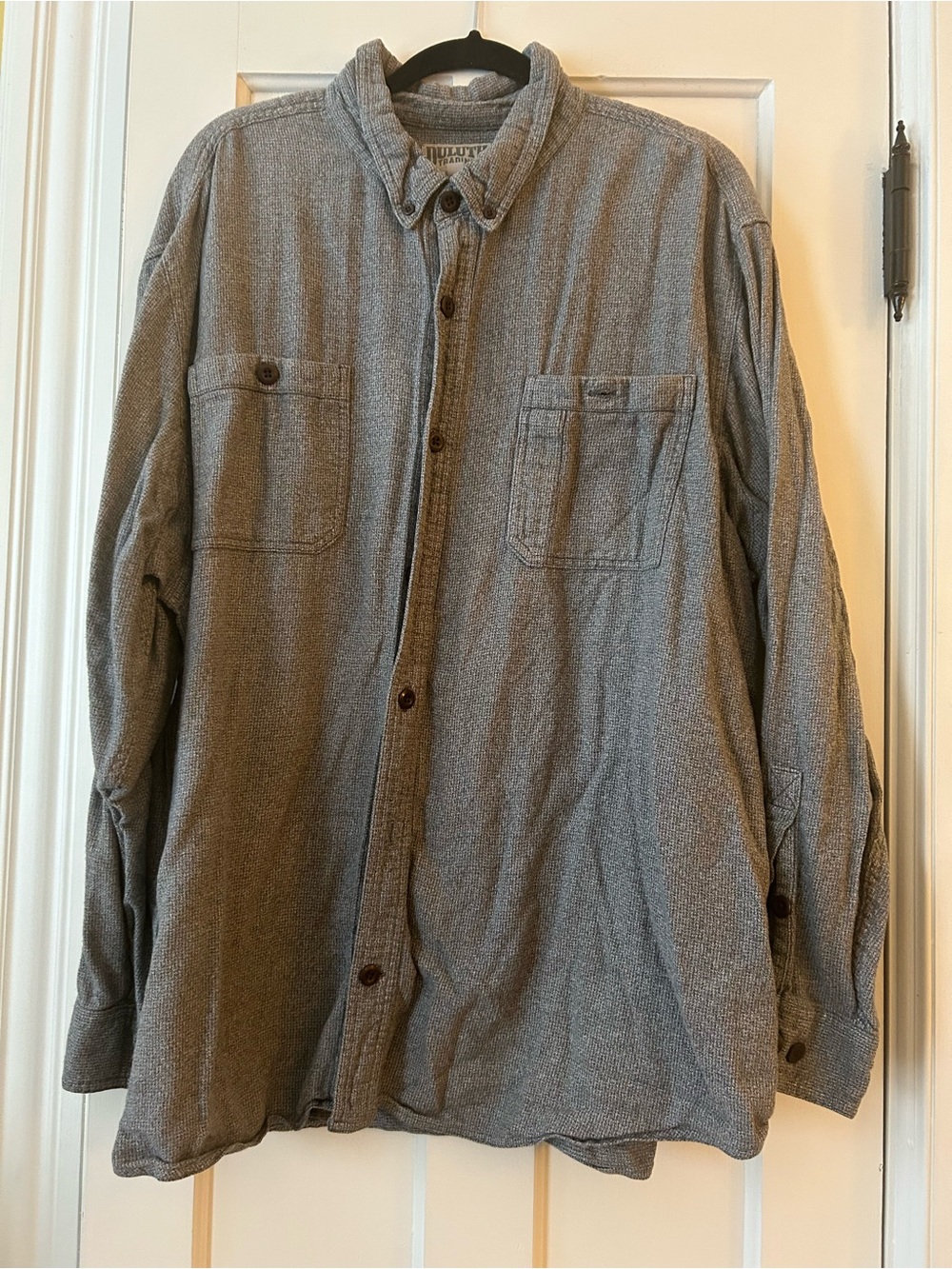 Duluth Trading Co Men's Heather Gray Button-Front Shirt Jacket